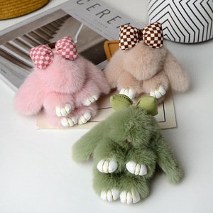 Cute Fuzzy Bunny Plush Keychain Fluffy Rabbit Bag Charm